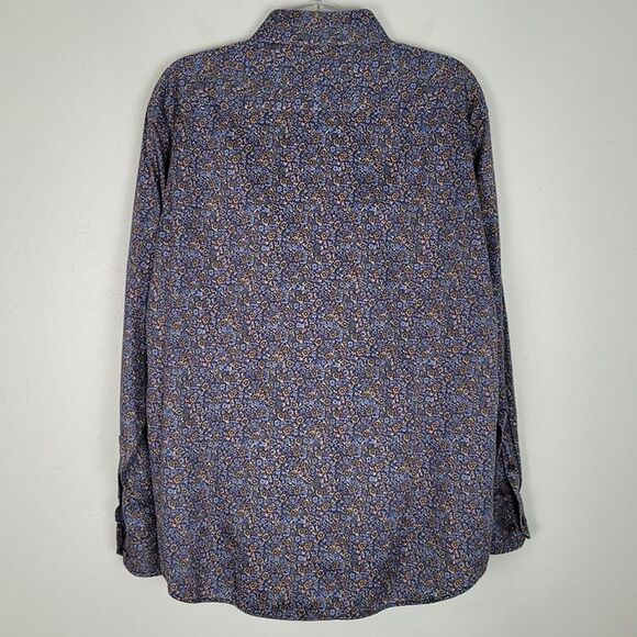 Serica Elite Size L NWOT Button Up Shirt Long Sleeve Floral Blue Multicolor - Picture 3 of 12